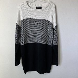 Minkpink Black and White Tight Knit Color Block Sweater Tunic